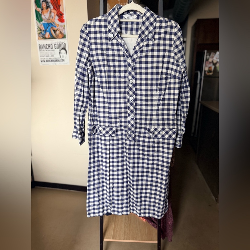 Vintage Blue and White Ginghamm Shirt Dress